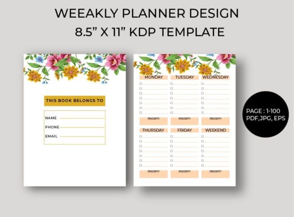 Floral Weekly Planner KDP Interior Design